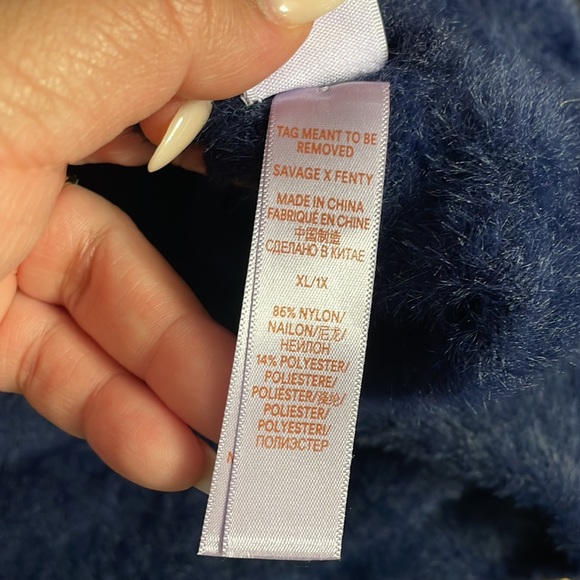 SAVAGE x Fenty (XL/1X) Fluff it Up Robe in Navy Blue - Picture 9 of 12